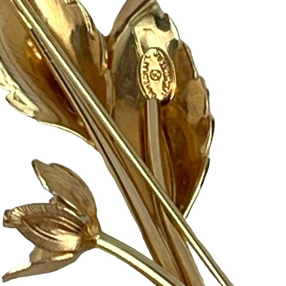 Danecraft Vintage 12K Gold Filled Flower Brooch Pin Signed Krementz Floral Desig - Picture 6 of 7